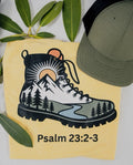 Christian Hiking Shirt, Psalm 23:2-3 Nature Graphic Tee