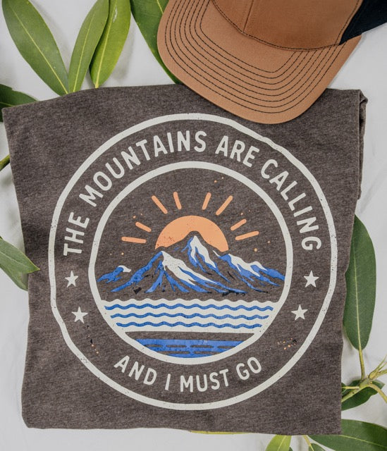 The Mountains Are Calling Graphic Tee, Vintage Outdoor Adventure Shirt