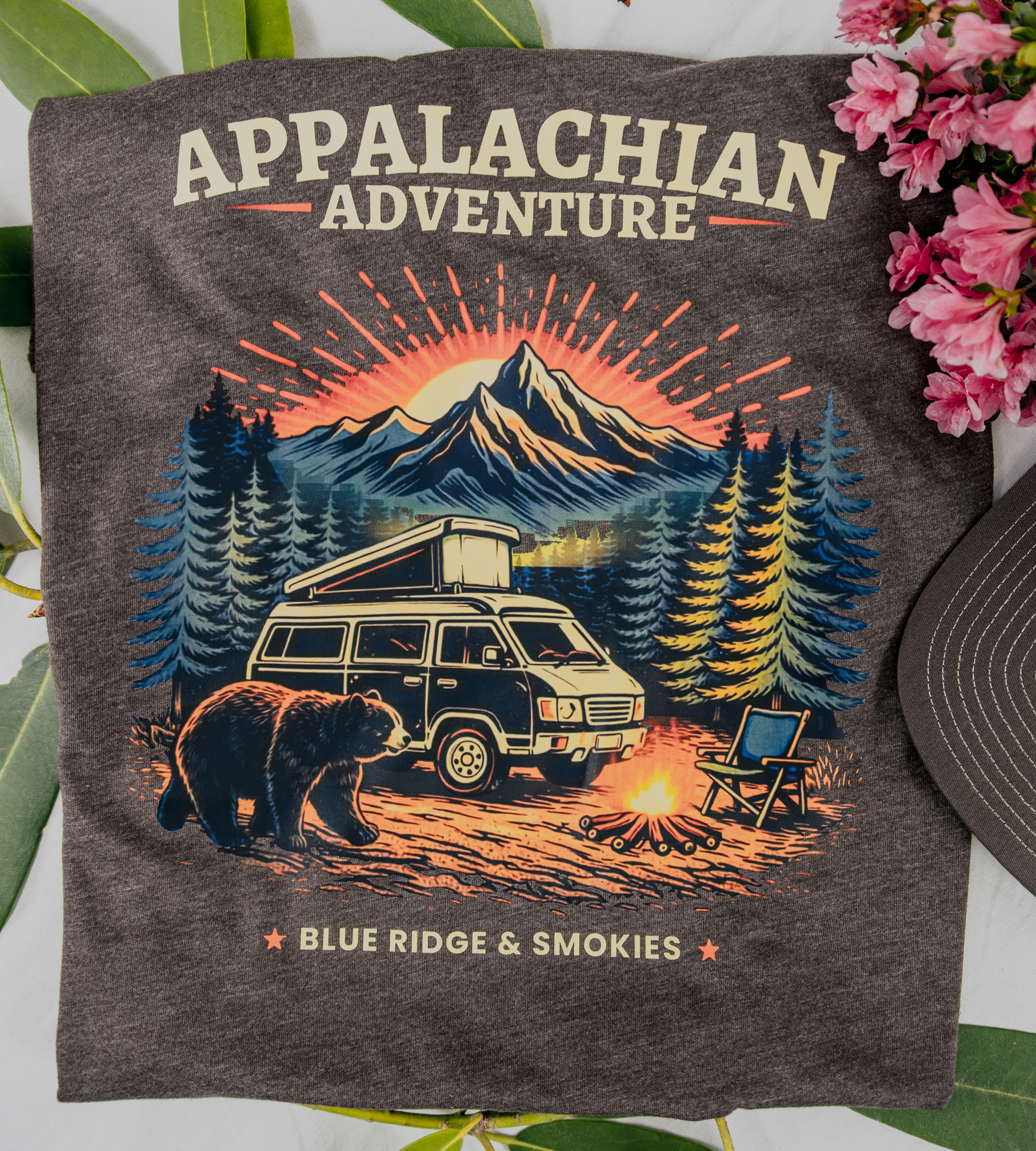 Appalachian Adventure Shirt, Blue Ridge Mountains Van Life Tee, Camping Bear Nature Shirt