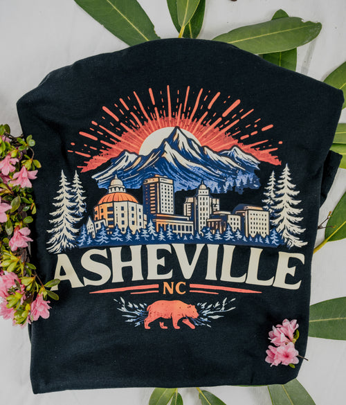 Asheville NC Mountain Graphic Tee, Blue Ridge Bear Shirt