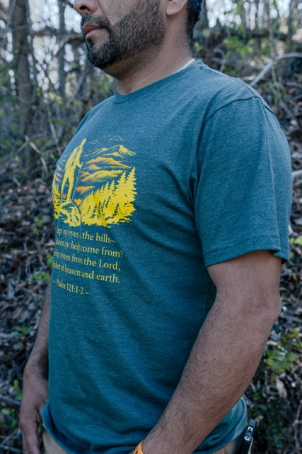 Christian Hiking Shirt, Psalm 121 Graphic Tee, Mountain Faith Apparel