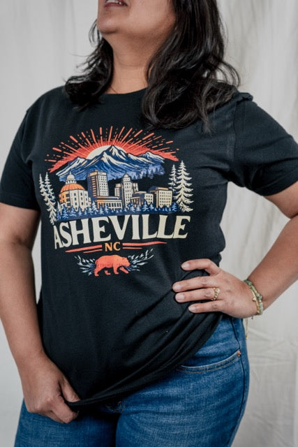 Asheville NC Mountain Graphic Tee, Blue Ridge Bear Shirt