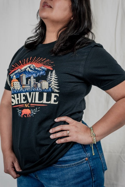 Asheville NC Mountain Graphic Tee, Blue Ridge Bear Shirt