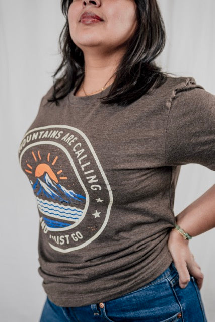 The Mountains Are Calling Graphic Tee, Vintage Outdoor Adventure Shirt
