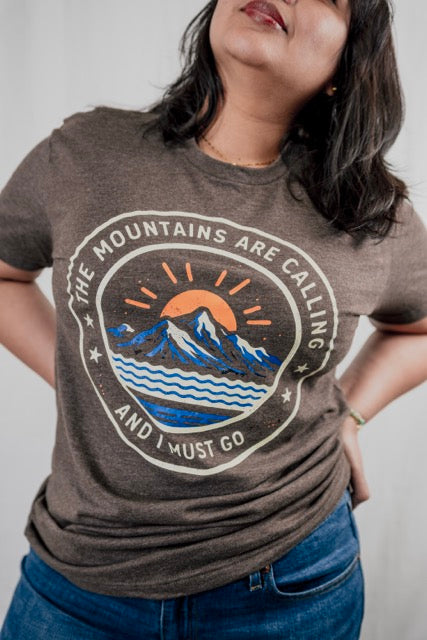 The Mountains Are Calling Graphic Tee, Vintage Outdoor Adventure Shirt