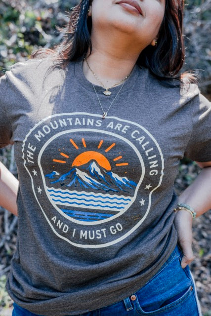 The Mountains Are Calling Graphic Tee, Vintage Outdoor Adventure Shirt