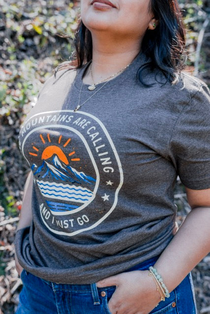 The Mountains Are Calling Graphic Tee, Vintage Outdoor Adventure Shirt