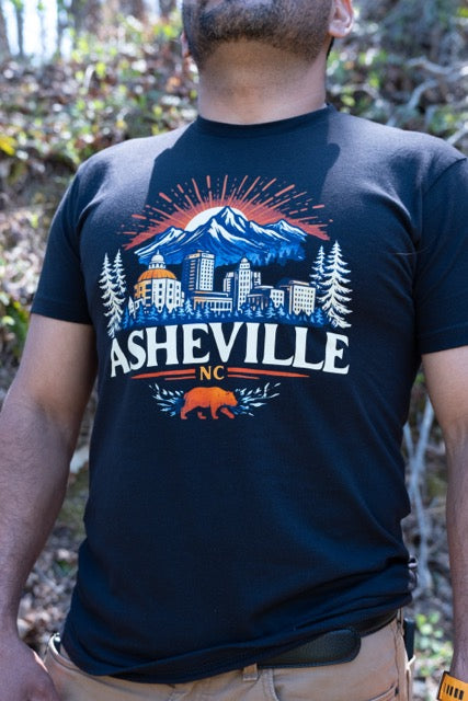 Asheville NC Mountain Graphic Tee, Blue Ridge Bear Shirt