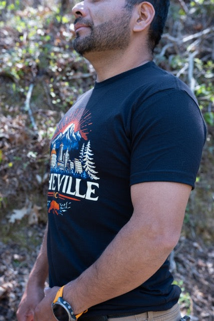 Asheville NC Mountain Graphic Tee, Blue Ridge Bear Shirt
