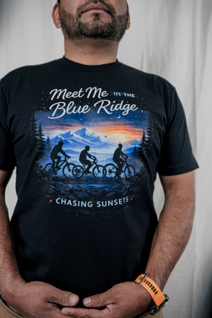 Blue Ridge Mountains Sunset Cycling Graphic Tee, Mountain Bike Adventure Shirt
