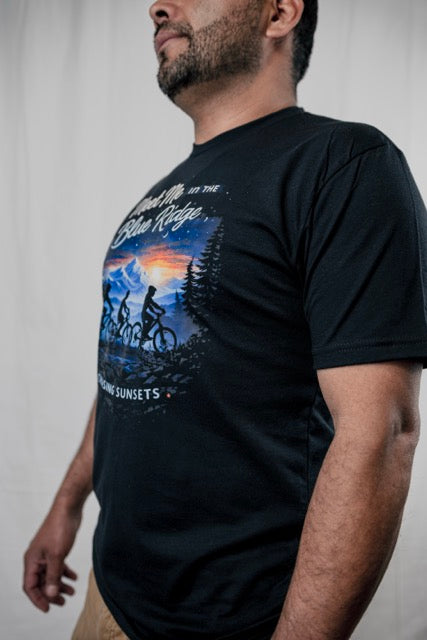 Blue Ridge Mountains Sunset Cycling Graphic Tee, Mountain Bike Adventure Shirt