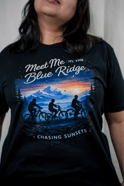 Blue Ridge Mountains Sunset Cycling Graphic Tee, Mountain Bike Adventure Shirt