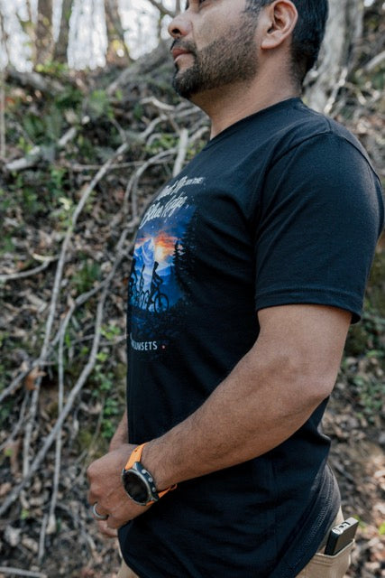 Blue Ridge Mountains Sunset Cycling Graphic Tee, Mountain Bike Adventure Shirt