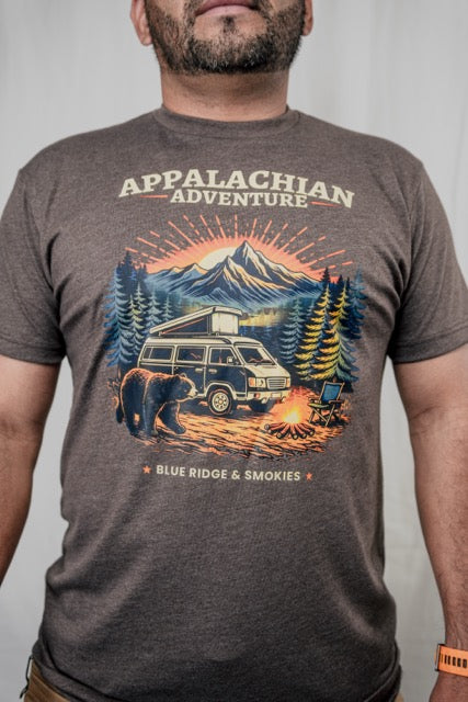 Appalachian Adventure Shirt, Blue Ridge Mountains Van Life Tee, Camping Bear Nature Shirt