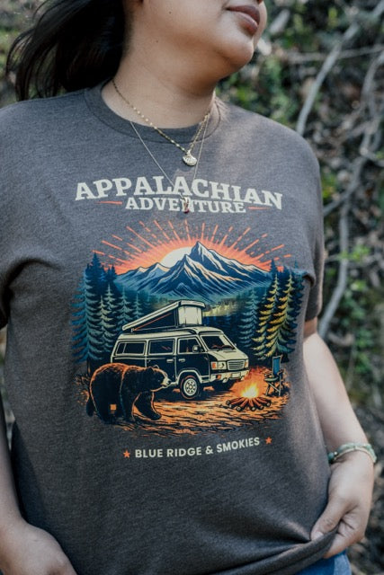 Appalachian Adventure Shirt, Blue Ridge Mountains Van Life Tee, Camping Bear Nature Shirt