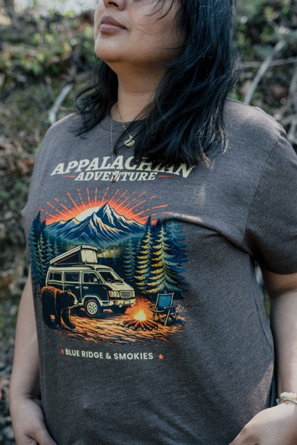 Appalachian Adventure Shirt, Blue Ridge Mountains Van Life Tee, Camping Bear Nature Shirt
