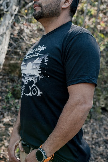 Blue Ridge Mountain Motorcycle T-Shirt, Vintage Biker Nature Graphic Tee