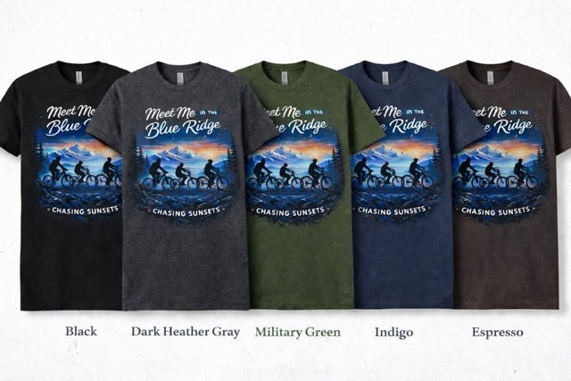 Blue Ridge Mountains Sunset Cycling Graphic Tee, Mountain Bike Adventure Shirt