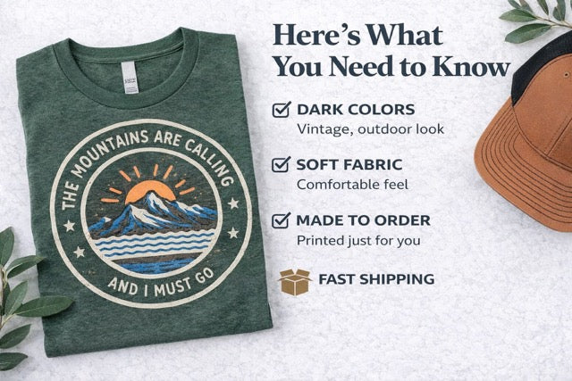 The Mountains Are Calling Graphic Tee, Vintage Outdoor Adventure Shirt