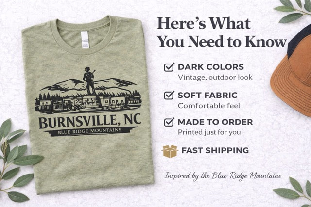 Burnsville NC Blue Ridge Mountains Vintage Hiking Shirt