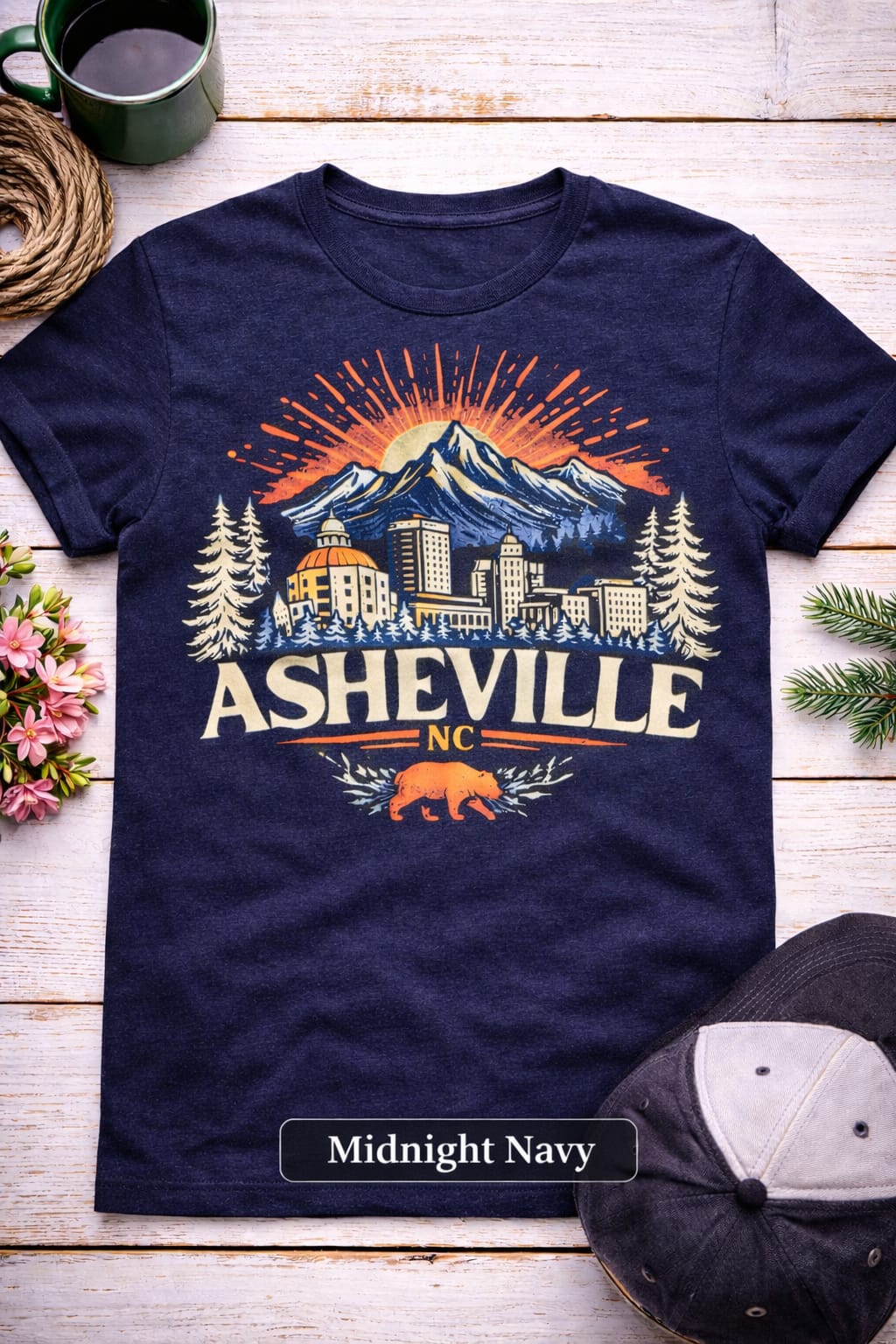 Asheville NC Mountain Graphic Tee, Blue Ridge Bear Shirt