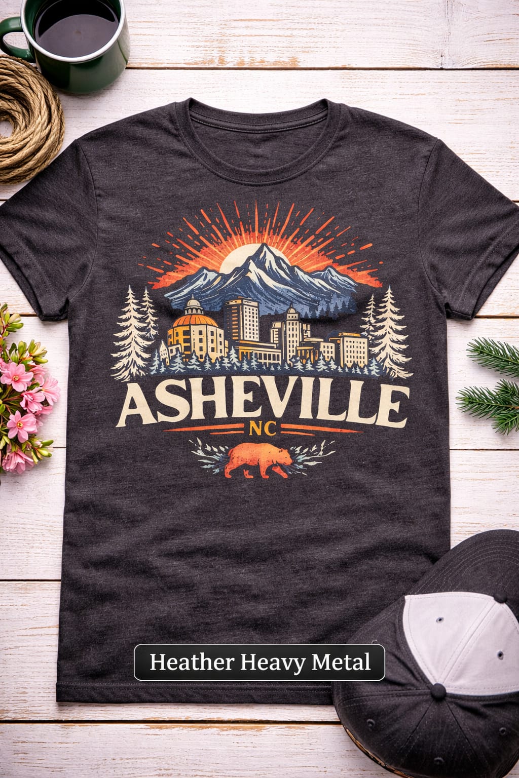Asheville NC Mountain Graphic Tee, Blue Ridge Bear Shirt
